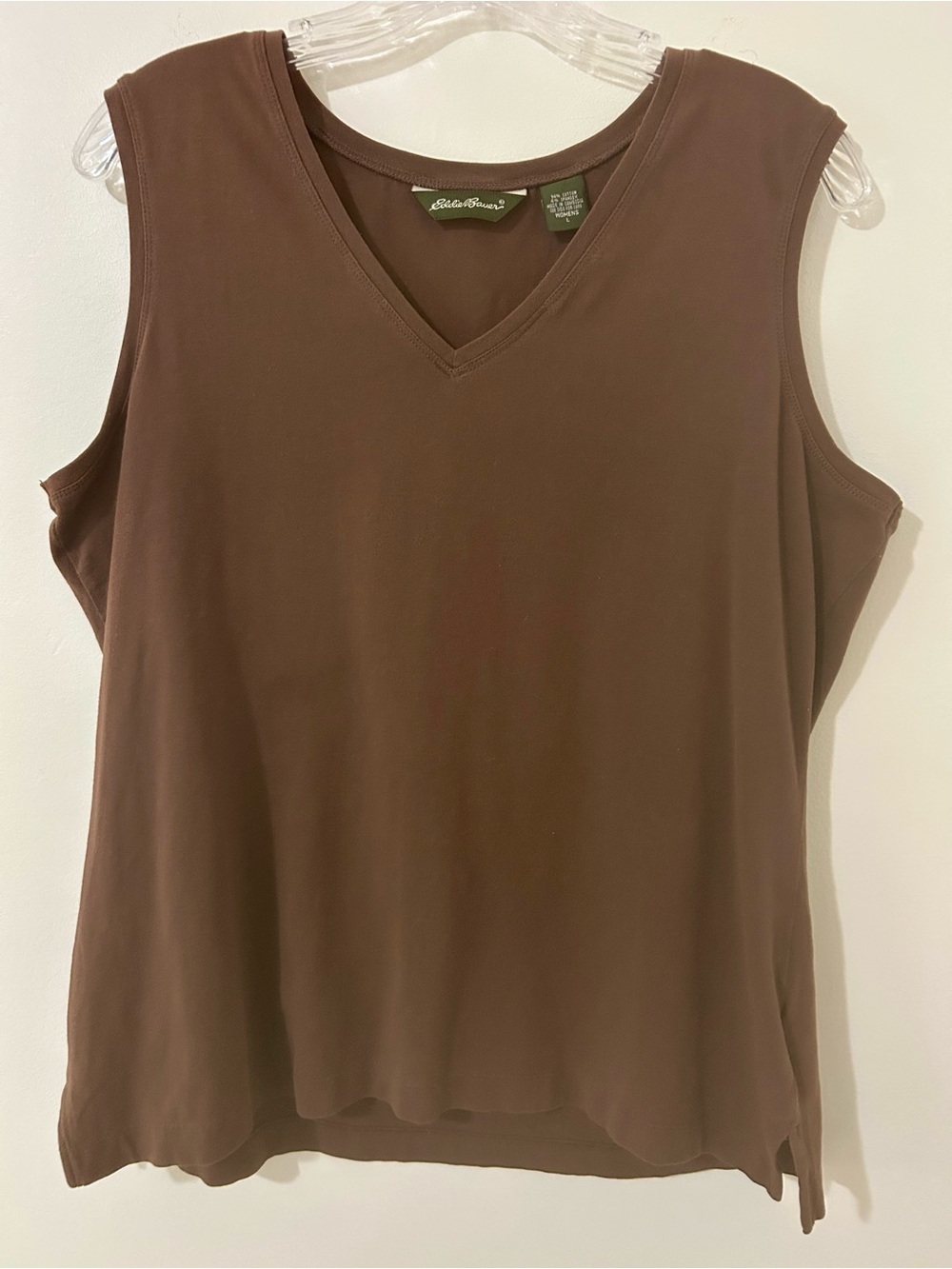 Vintage Y2K Eddie Bauer Classic Brown V-Neck Tank Top Women's Large